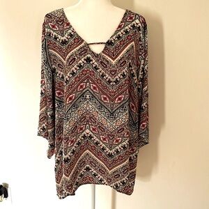 TORRID 2 Lattice Vneck Southwest Style Hi-low Blouse